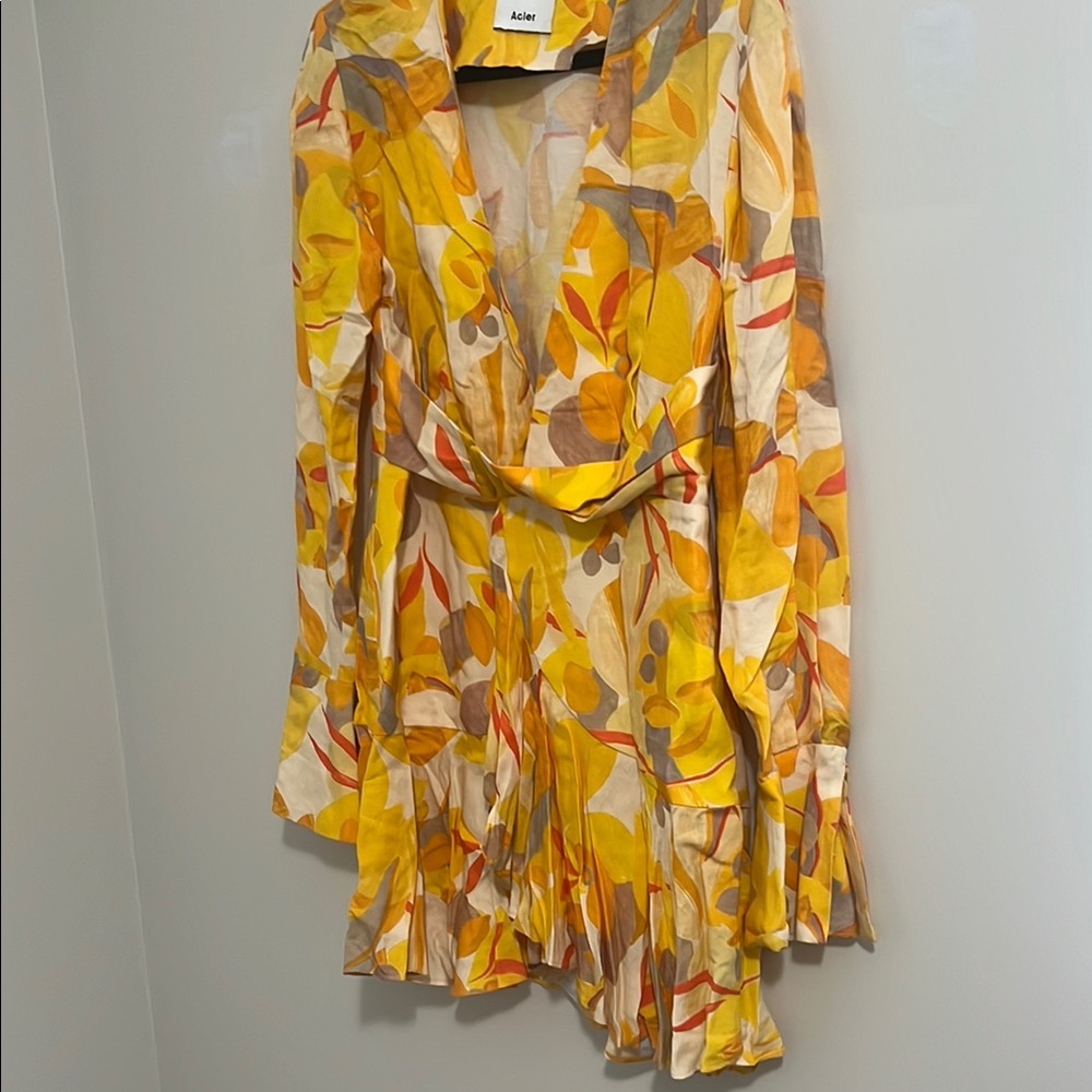 Acler Corcica Linen  Yellow Size 8 Wrap Dress - Picture 15 of 16